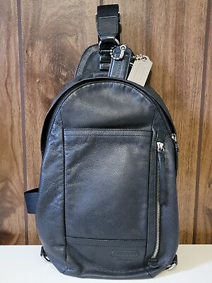 COACH Thompson Black Leather Convertible Sling Bag
