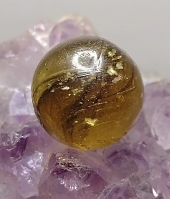 Golden Yellow ✨EOD SILVER MICA HANDMADE Glass Antique German Marbles .53quot; NM