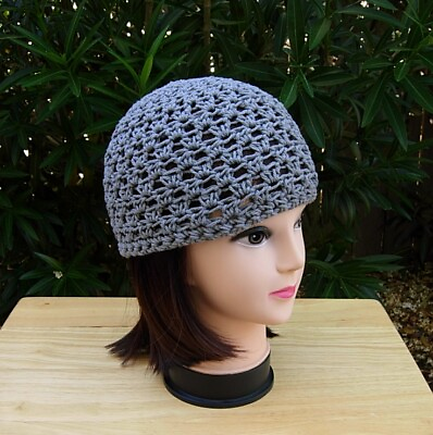 #ad Solid Gray Cotton Crochet Knit Hat Summer Beanie Women#x27;s Men#x27;s Chemo Skull Cap