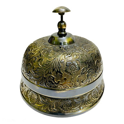 #ad Handmade Brass Ornate Hotel Front Desk Bell Antique Sale Service Counter Bell