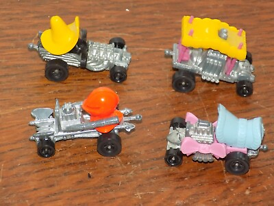 #ad 4 Vintage Mattel Hong Kong Tiny Die Cast Character Race Cars