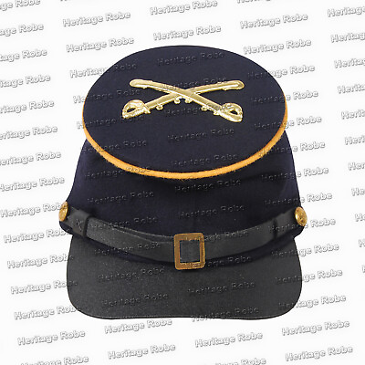 #ad US Civil War SIMPLE CAVALRY Kepi With Yellow Trim on Sides of Hat All Sizes