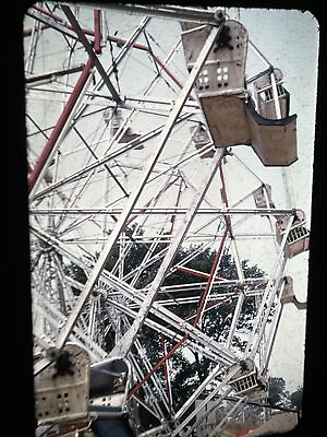 #ad Illinois Circus State Fair Visitors Rustic Double Ferris Wheel 35mm Slide 1955