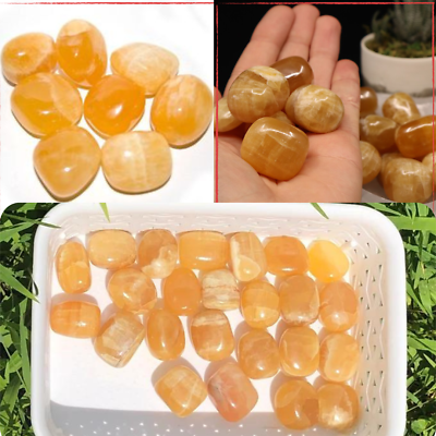#ad 1 2 lb Bulk Lot Natural Honey Calcite Tumbled Crystal Caramel Calcite 8 oz