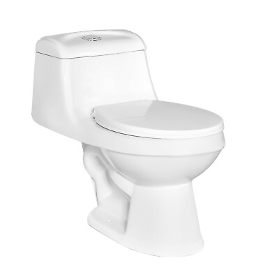 DeVille 7923W Round Front One Piece Toilet w Soft Close Seat White
