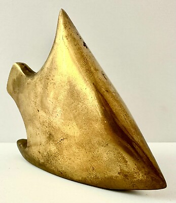 Abstract Brass Fish Sculpture Mid Century Style India Approx 4x3.25x0.75 inches