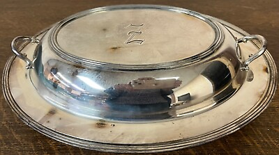 #ad Windsor WM Rogers 3712 Monogrammed Z 11.34” Oval Silver Serving Dish w Lid