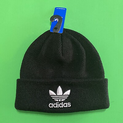 #ad #ad Adidas Originals Men#x27;s Trefoil Beanie Knit Hat Black White ONE SIZE New