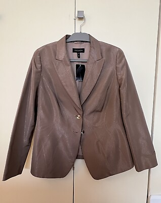 #ad ESCADA taupe metallic jacket NWT Sz 44 Silk Blend