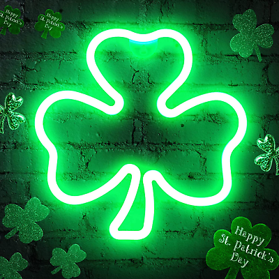 #ad 11.5 Inch St Patricks Day DecorationsIrish Clover LED Window LightsUsb Powered