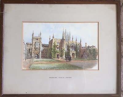 #ad F P BARRAUD Antique Print of MAGDALEN FIRST COURT OXFORD Rowney amp; Co 1889