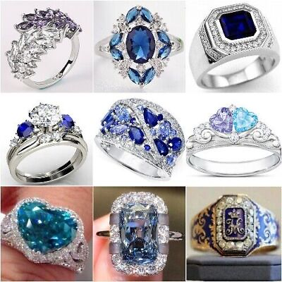 Fashion Women Wedding Jewelry Cubic Zircon Ring 925 Silver Filled Ring Sz 6 10