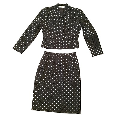 #ad Givenchy Couture Paris black white polka dot suit and dress set Size Small