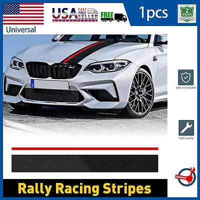 #ad Universal Car Rally Racing Stripes Front Hood 5D Carbon Fiber Decal Wrap Sticker