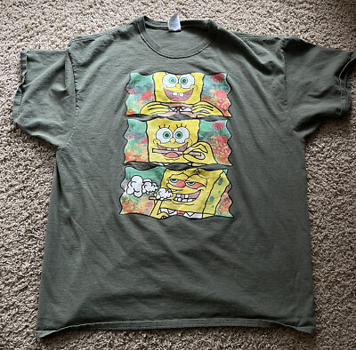 Retired SpongeBob Squarepants T Shirt 4 20 BLUNT 4:20 Screen print 420 SMOKING