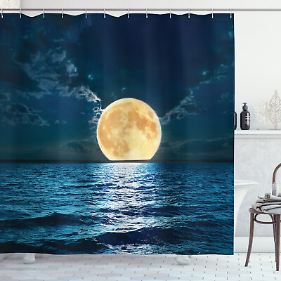 Ocean Shower Curtain Magic Super Moon Design Print for Bathroom