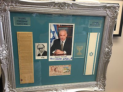 #ad benjamin netanyahu Menachem Begin Signed Autograph Establishment 1948 COA