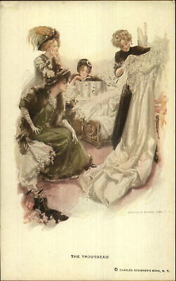 Harrison Fisher Woman Picking Out Wedding Dress c1910 Postcard