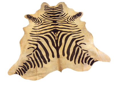 #ad Cowhide Area Rug Zebra Brown Print on Beige 75quot; W x 83quot; GIFT