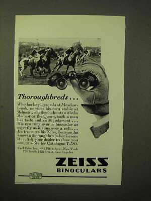 1929 Zeiss Binoculars Ad Thoroughbreds Polo
