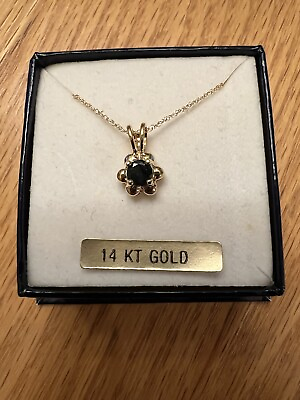 #ad 14K Gold Sapphire Necklace in Flower Setting 18quot;
