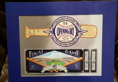 #ad Colorado Rockies 1994 Opening Day Final Game at Mile High Tickets Matted