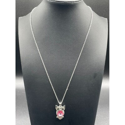 Illuminaire Jewelry Silvertone Chain Bling Owl Pendant Necklace Length 20 Inches