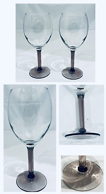 VINTAGE Luminarc Wine Glasses JUMBO 20 oz. PURPLE STEM 2 Piece Set