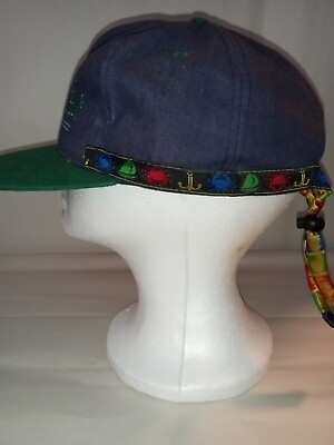 Vintage Blue And Green St Michael Hat With Adjustable Drawstring Ocean Theme