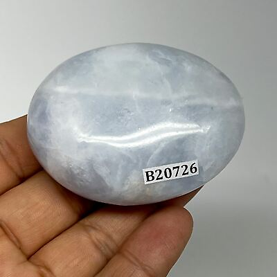 #ad 111g 2.4quot;x1.9quot;x1quot; Blue Calcite Small Palm Stone Tumbled @Madagascar B20726