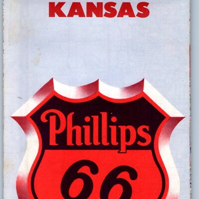 1957 Kansas Phillips 66 Highway Road Map Brochure H.M Gousha Bartlesville OK 5Z