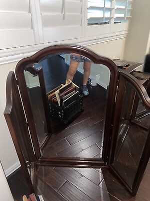 #ad Durham Furniture Mirror For Dresser Tri Fold 45 Inch Height