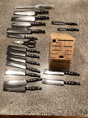 #ad ZWILLING Twin Signature 19 Piece German Knife Set with Bamboo Block READ