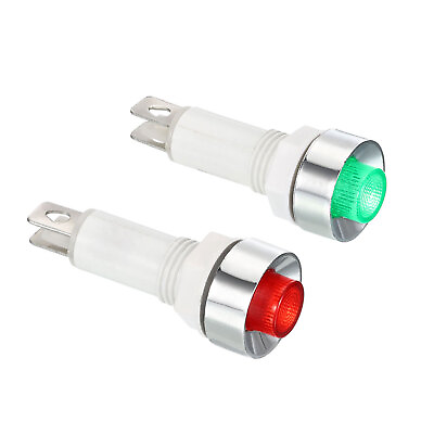 #ad 10Pcs AC DC 12V 10mm Signal Indicator Lights Panel Mount LED Lamp Red Green