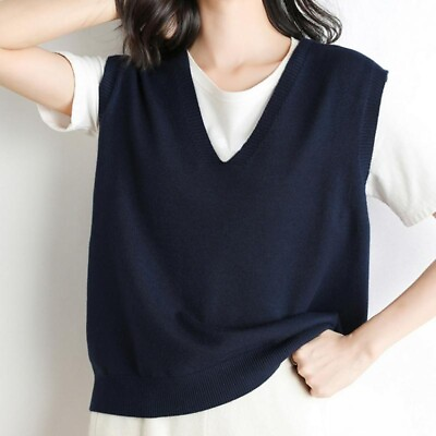 #ad Women Knit Vest Sleeveless Jumper Sweater V Neck Tank Top Pullover Casual