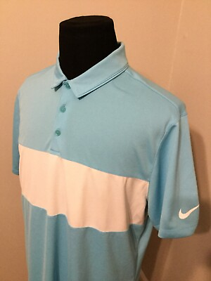 #ad Nike Golf Mens XL Aqua Blue Short Sleeve Golf Polo Shirt 🛺 NWOT