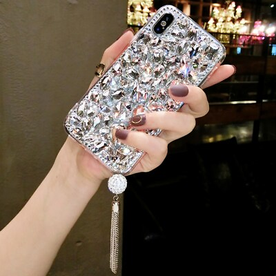 #ad Bling Phone CaseGlitter Diamond Sparkly Rhinestone Crystal Soft Cover for Women