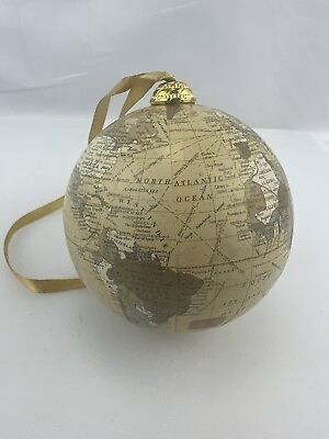 3.5quot; Tall Antique Looking World Globe Map Christmas Tree Ornament