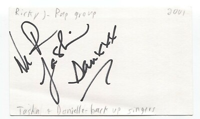 #ad #ad Ricky J Tasha and Danielle Signed 3x5 Index Card Autographed Signature Band