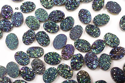 #ad Oval Coated Druzy 7X5MM Top Quality Coating On natural Druzy 20 Pieces