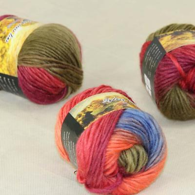 #ad Sale 3 Skeins x 50g Rainbows Coarse Hand Knit Wool Yarn Vintage Shawl Scarves 21