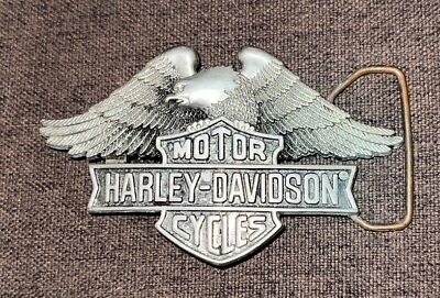 #ad Vintage 1983 Solid Brass HARLEY DAVIDSON Motorcycles Belt Buckle Baron Buckles