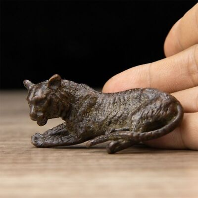 Collection Chinese Ancient Copper Handmade Cast Tiger Statue Decoration Crafts