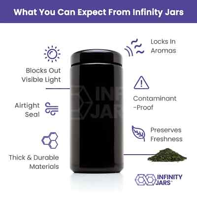 #ad Infinity Black Wide Mouth Glass Jar 1 Liter UV resistant Screw Top