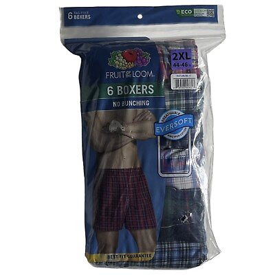 #ad NEW Fruit of the Loom 6 Pack Plaid Boxers Tag Free Multi Size 2XL