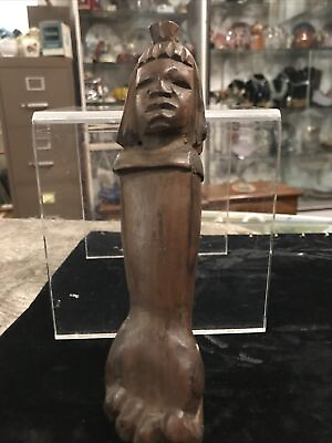 #ad Vintage Ethnic Carved Wood Hand Piece
