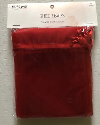 Forever Yours by Nicole Drawstring Red Sheer Wedding Bags 5” X 6.5” Pack of 18