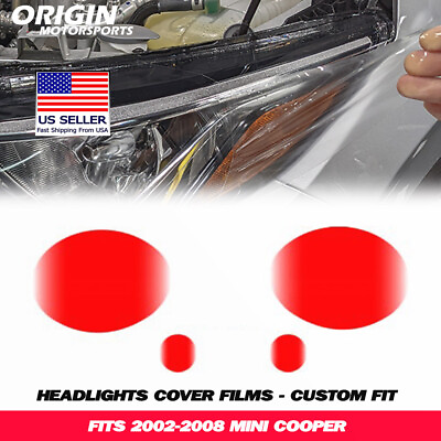 #ad PreCut Headlights Protection Clear Covers Bra Film Kit PPF Fits 2002 2008 COOPER