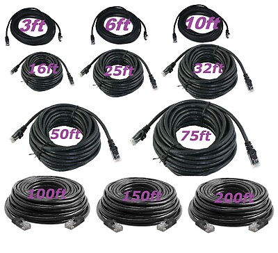 #ad #ad Cat5 CAT5e Rj45 Patch Cable Black Ethernet Lan Modem Ethernet LAN Network PC Lot
