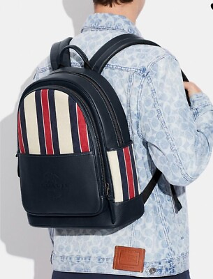 COACH C9905 THOMPSON BACKPACK IN SIGNATURE JACQUARD LEATHER WITH STRIPES